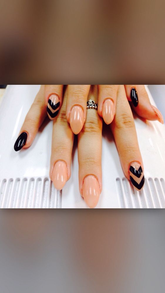 Peach and black nail art set