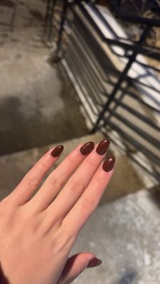 Deep red gel manicure